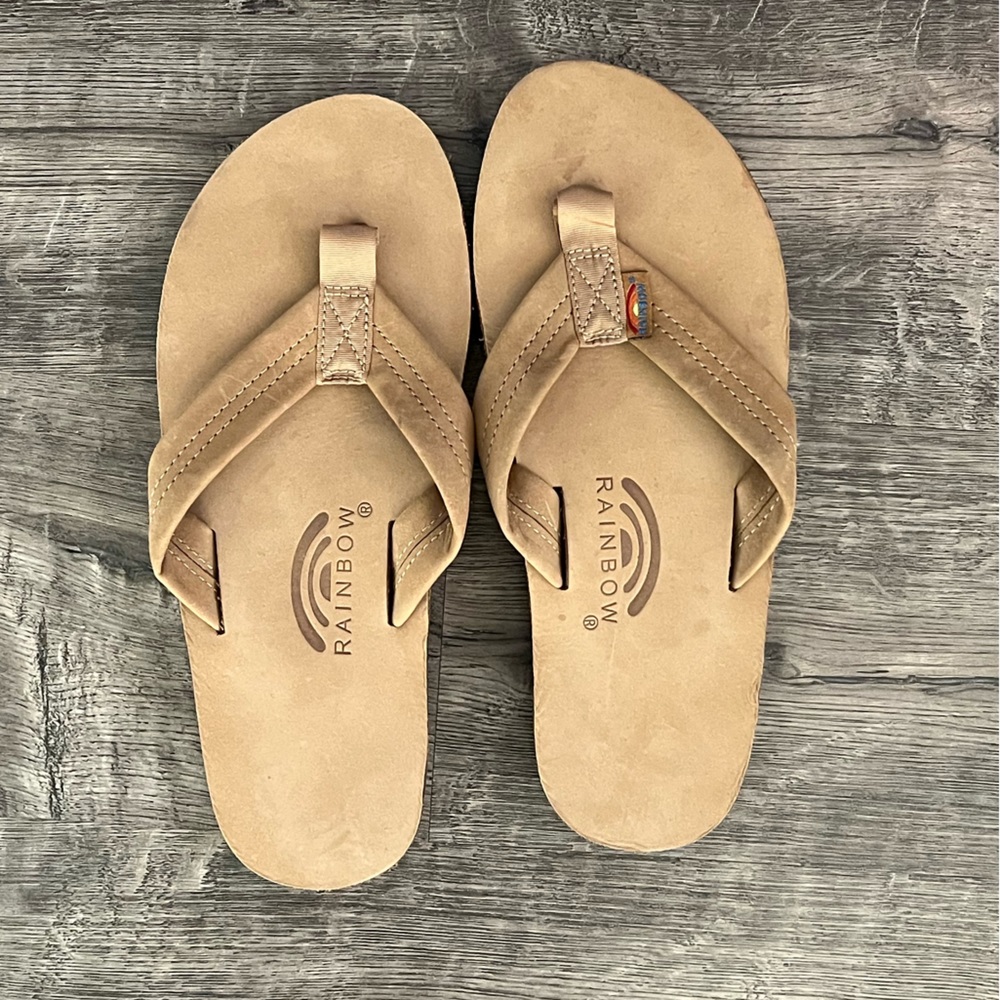 Rainbow Men’s Sandals, Single Layer Premier Leather, size M 8.5-9.5